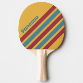 Raquete De Ping Pong Retro Mustard Seed Angled Striping with Name