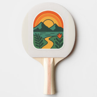 Raquete De Ping Pong Retro Nature Sunset - Montanha Vintage