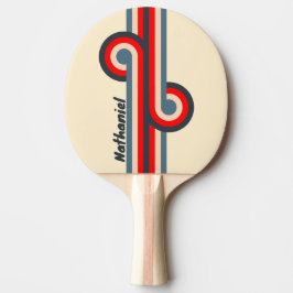 Raquete De Ping Pong Retro Náutico Arco-íris com Nome