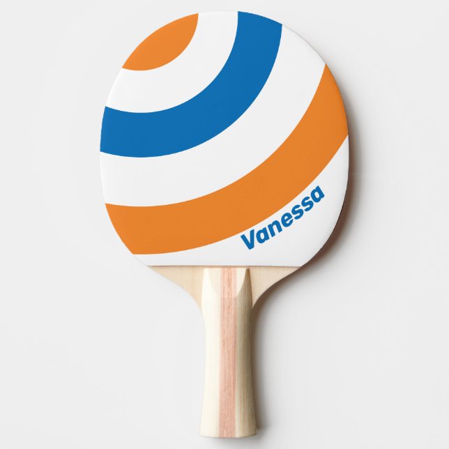 Raquete De Ping Pong Retro Nova Amsterdã Faixa Circular com Nome (Frente)