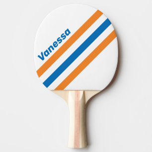 Raquete De Ping Pong Retro Nova Amsterdã Faixas Anguladas com Nome
