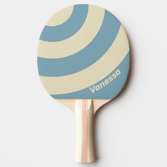 Raquete De Ping Pong Retro Ocean Three Circle Stripe with Name (Frente)