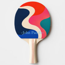 Retro Onda Abstrato Paddle de Ping Pong com Nome P