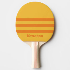 Raquete De Ping Pong Retro Orange Groove Three Across Stripe with Name