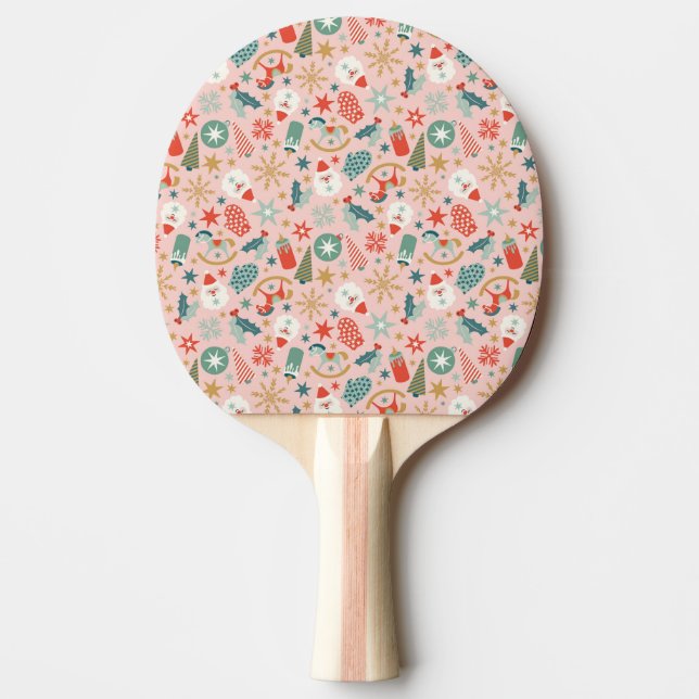 Raquete De Ping Pong Retro Pastel Natal (Frente)