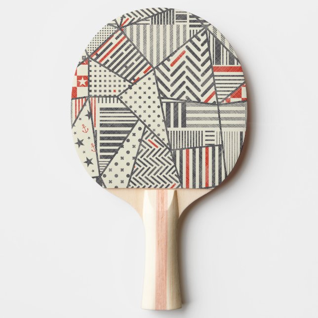 Raquete De Ping Pong Retro Patch: Abstrato Geométrico Design (Frente)