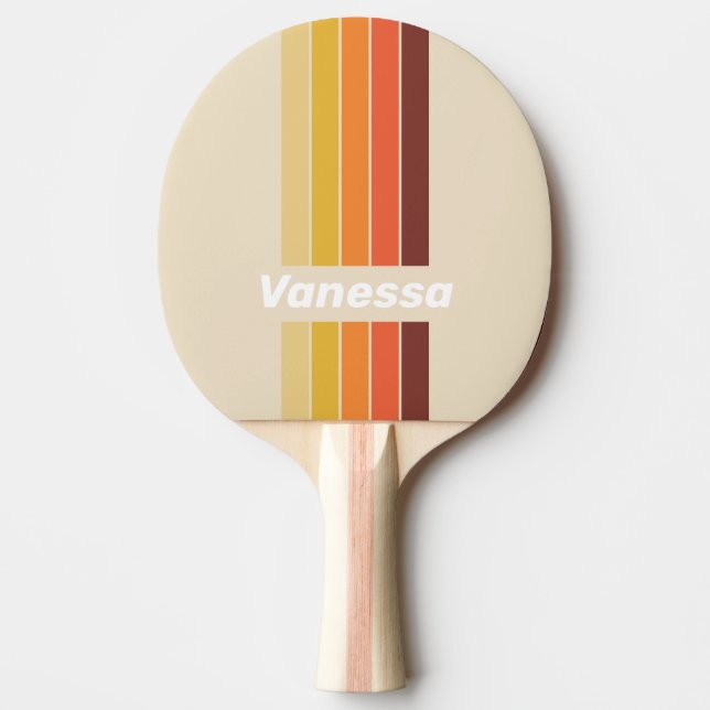 Raquete De Ping Pong Retro Pin Striped with Name (Frente)