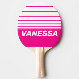 Raquete De Ping Pong Retro Pink Lollipop Horizon Striping with Name