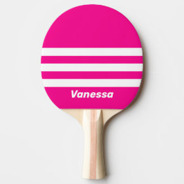 Raquete De Ping Pong Retro Pink Lollipop Three Across Stripe with Name