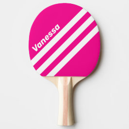 Raquete De Ping Pong Retro Pink Lollipop Three Angled Stripe with Name