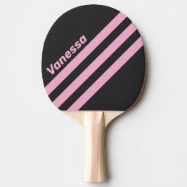 Raquete De Ping Pong Retro Pink Night Three Angled Striping with Name