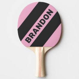 Raquete De Ping Pong Retro Pink Night Três Listras Negritas com Nome