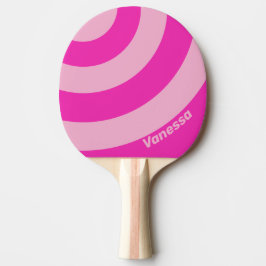 Raquete De Ping Pong Retro Pink Sky Three Circle Stripe with Name