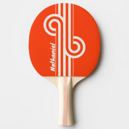 Raquete De Ping Pong Retro Pôr do Sol Laranja Loop de Dupla Faixa com N