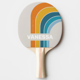 Raquete De Ping Pong Retro Rainbow Arch with Name