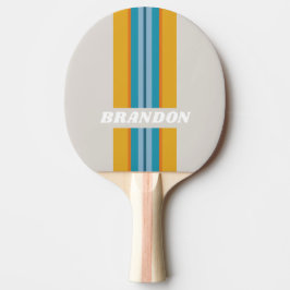 Raquete De Ping Pong Retro Rainbow Rally Stripe with Name