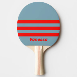 Raquete De Ping Pong Retro Red Sea Three Across Striping with Name