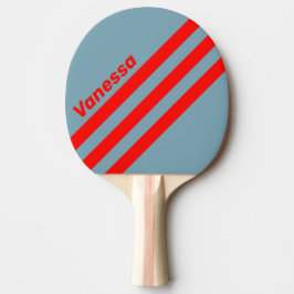 Raquete De Ping Pong Retro Red Sea Three Angled Striping with Name
