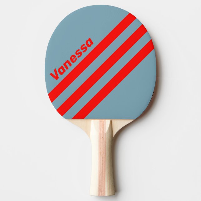 Raquete De Ping Pong Retro Red Sea Three Angled Striping with Name (Frente)