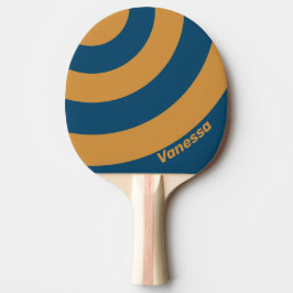 Raquete De Ping Pong Retro Royal Gold Three Circle Stripe with Name