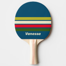 Raquete De Ping Pong Retro Rugby Across Striping with Name