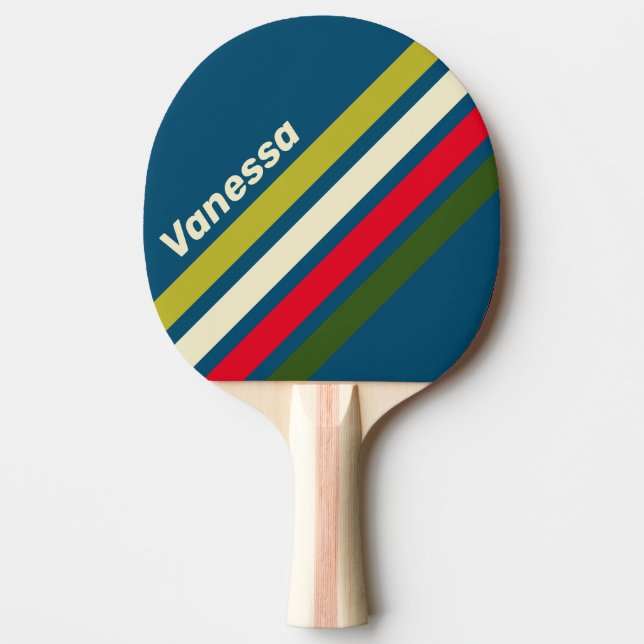 Raquete De Ping Pong Retro Rugby Angled Striping with Name (Frente)