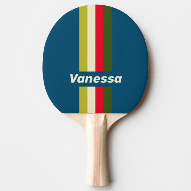 Raquete De Ping Pong Retro Rugby com Faixa e Nome (Frente)