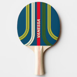 Raquete De Ping Pong Retro Rugby em Faixas ao Longo do Arco com Nome