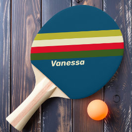 Raquete De Ping Pong Retro Rugby Listrado com Nome