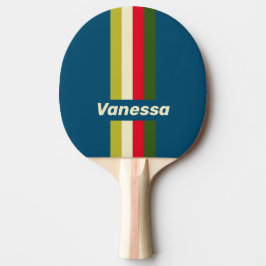 Raquete De Ping Pong Retro Rugby Pin Striped with Name