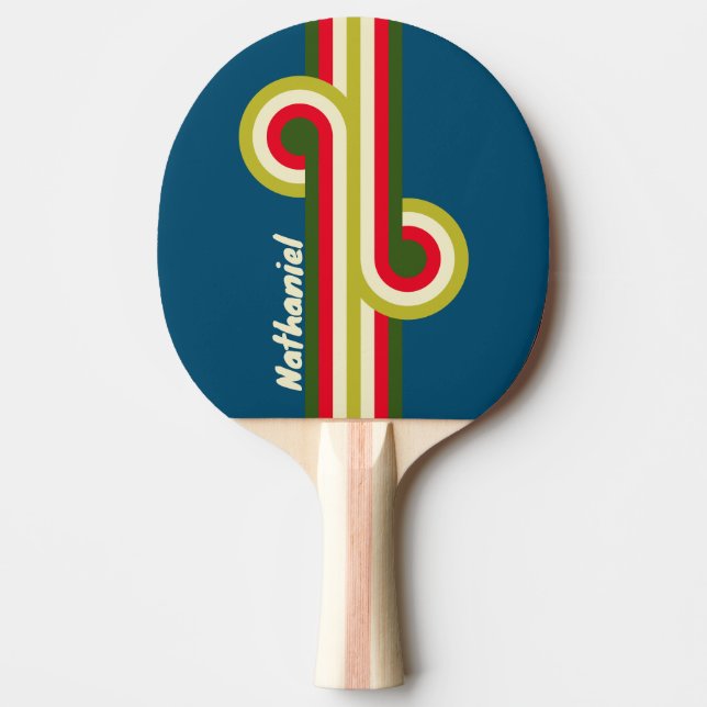 Raquete De Ping Pong Retro Rugby Stripe Loop with Name (Frente)