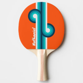 Raquete De Ping Pong Retro salva-vidas com listras e nome