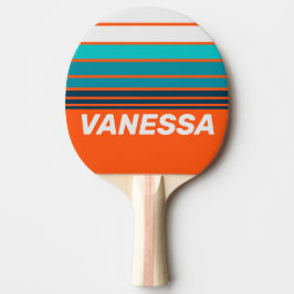 Raquete De Ping Pong Retro Salvavidas Listras Horizontais com Nome