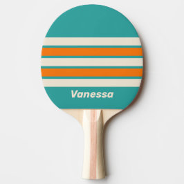 Raquete De Ping Pong Retro Sea Breeze Vibe Across Striping with Name