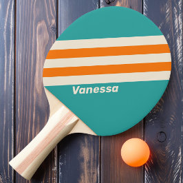 Raquete De Ping Pong Retro Sea Breeze Vibe Stribe com Nome