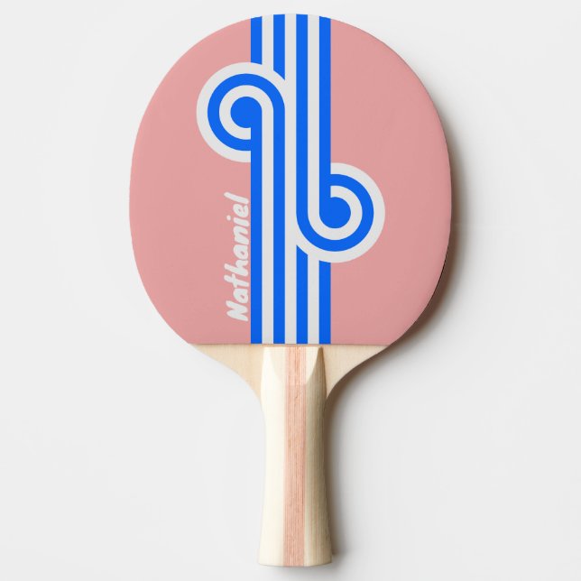 Raquete De Ping Pong Retro Sea Kiss Loop com Nome (Frente)