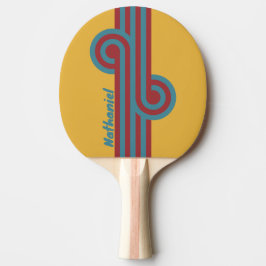 Raquete De Ping Pong Retro Semente de Mostarda Loop com Nome