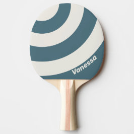 Raquete De Ping Pong Retro Slate Gray Three Circle Stripe with Name