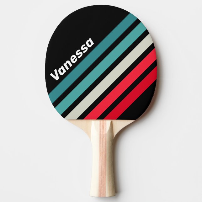Raquete De Ping Pong Retro Stealth Rainbow Angled Striping with Name (Frente)