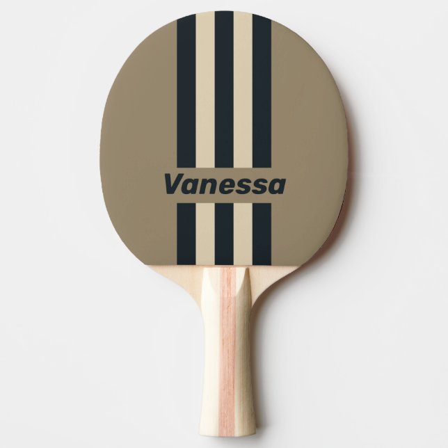 Raquete De Ping Pong Retro Stormy Desert Three PIn Stripes with Name (Frente)