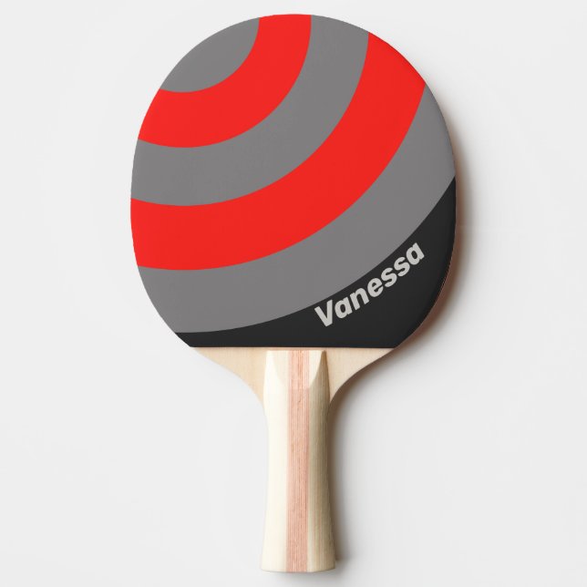 Raquete De Ping Pong Retro Stormy Sky Circle Stripe with Name (Frente)