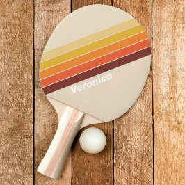 Raquete De Ping Pong Retro Striping com nome