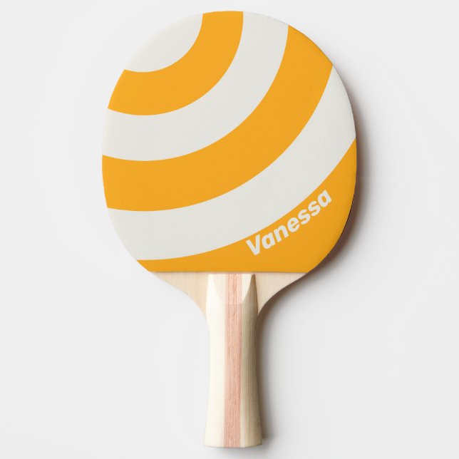 Raquete De Ping Pong Retro Sun Kissed Three Circle Stripe with Name (Frente)