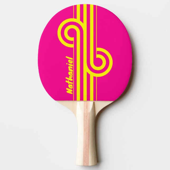 Raquete De Ping Pong Retro Sun Soaked Stripe Loop com Nome (Verso)