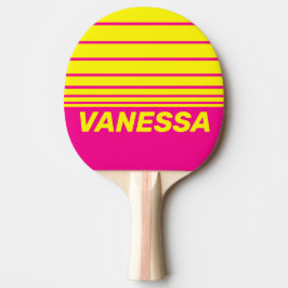 Raquete De Ping Pong Retro Sun Soaked Three Horizon Striping with Name