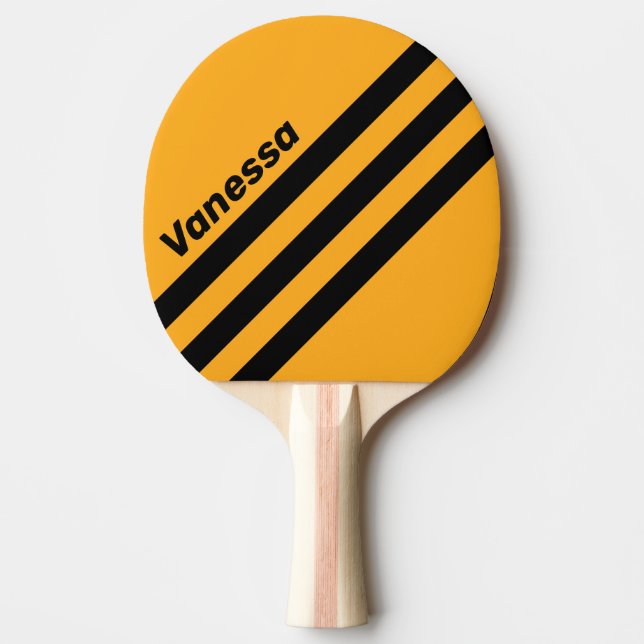 Raquete De Ping Pong Retro Sunflower Buzz Three Angled Stripe with Name (Frente)