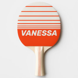 Raquete De Ping Pong Retro Sunset Orange Three Horizon Stripe with Name