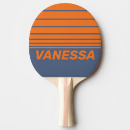 Raquete De Ping Pong Retro Sunset Shoreline Three Horizon Stripe & Name