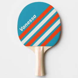 Raquete De Ping Pong Retro Sunset Tide Rush Angled Striping with Name