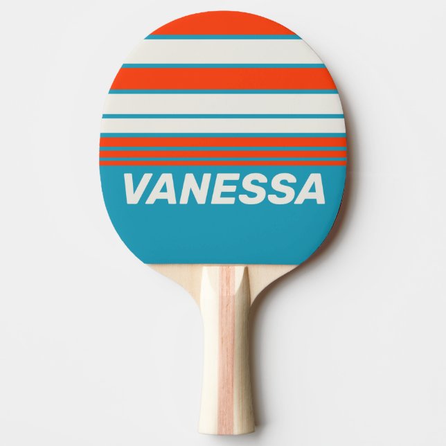 Raquete De Ping Pong Retro Sunset Tide Rush Horizon Striping with Name (Frente)
